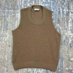 Vintage Thane Grandpa Brown Sleeveless Sweater Vest Orlon Acrylic Large 70’s 80s